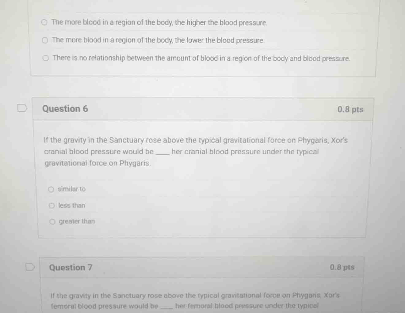 question 6 0.8 pts if the gravity in the sanctuary rose above the typic…