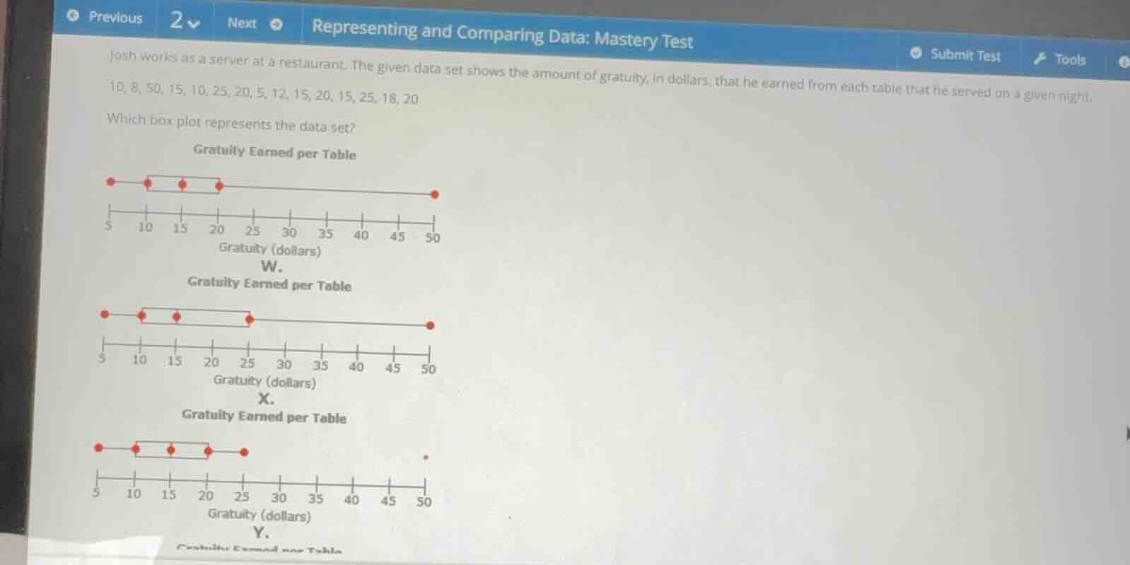 josh works as a server at a restaurant. the given data set shows the am…