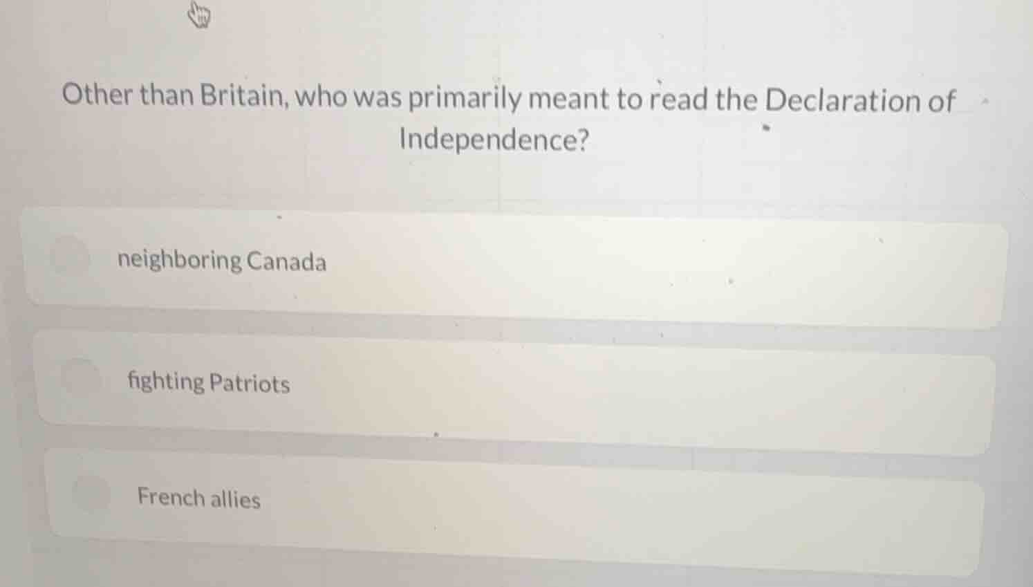 other than britain, who was primarily meant to read the declaration of …