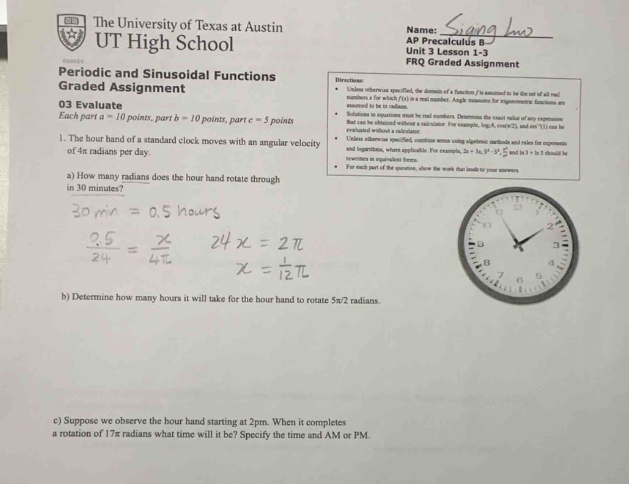 periodic and sinusoidal functions graded assignment 03 evaluate each pa…