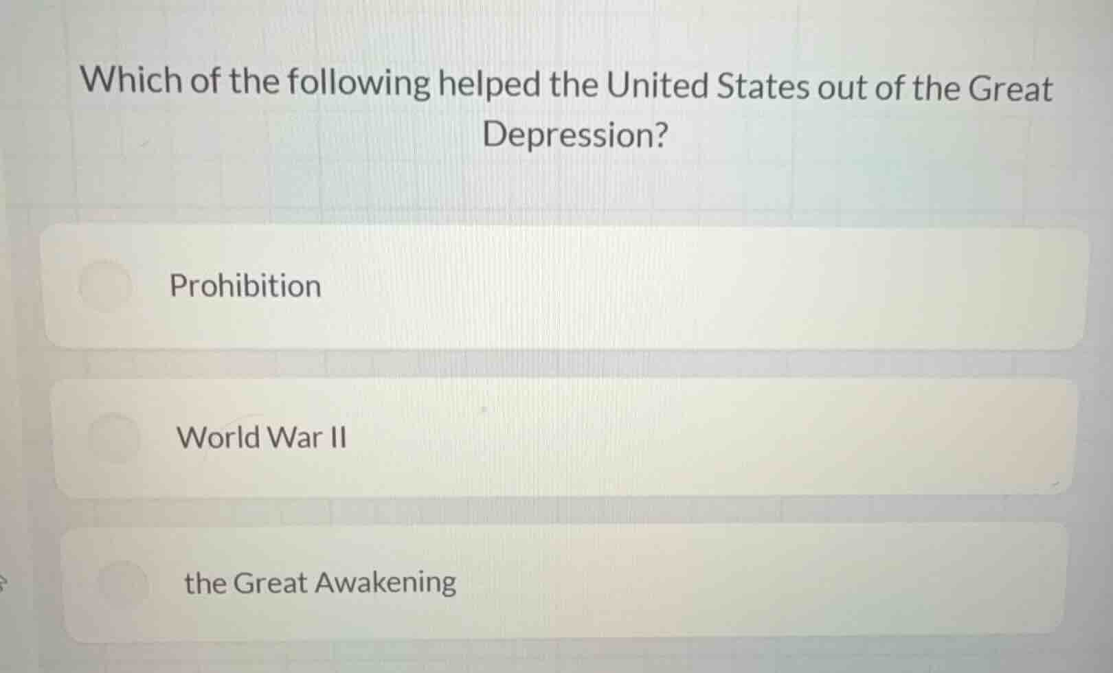 which of the following helped the united states out of the great depres…