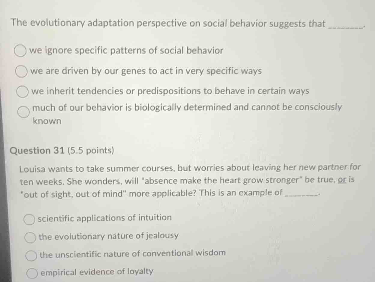 the evolutionary adaptation perspective on social behavior suggests tha…