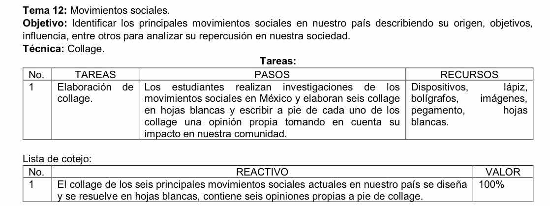 tema 12: movimientos sociales. objetivo: identificar los principales mo…