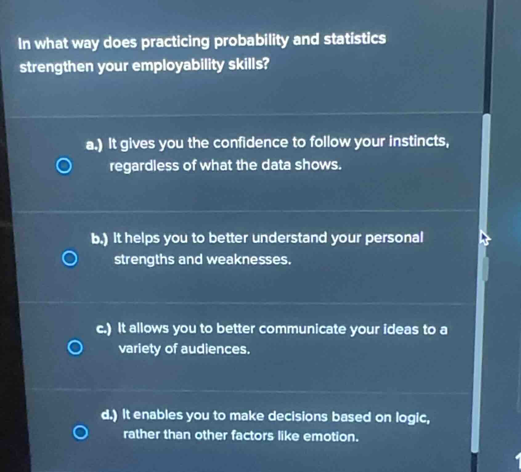 in what way does practicing probability and statistics strengthen your …