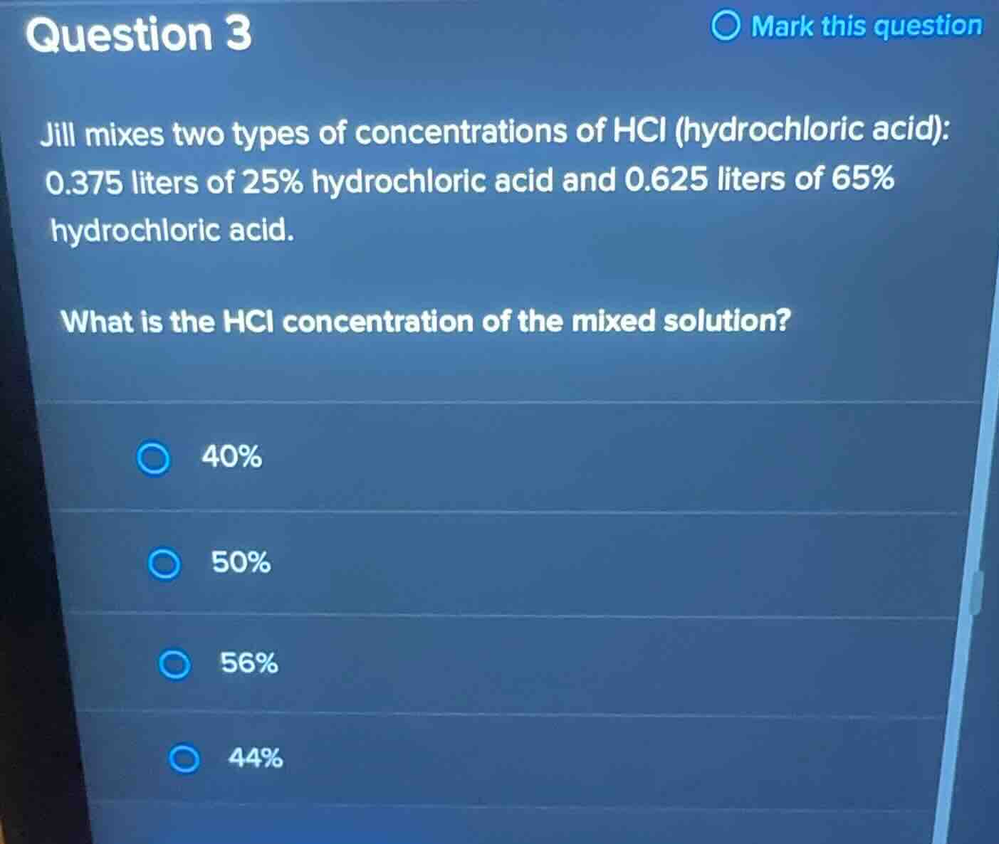 question 3 jill mixes two types of concentrations of hcl (hydrochloric …