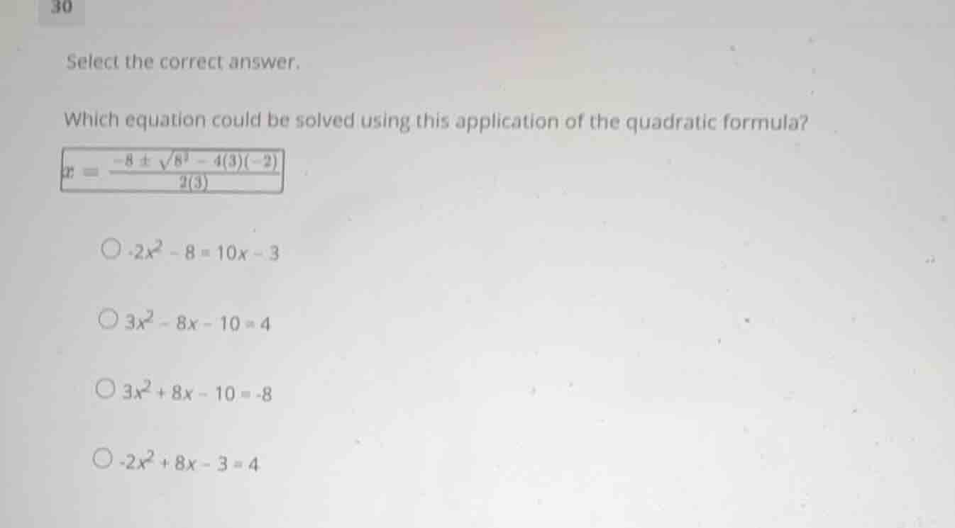 select the correct answer. which equation could be solved using this ap…
