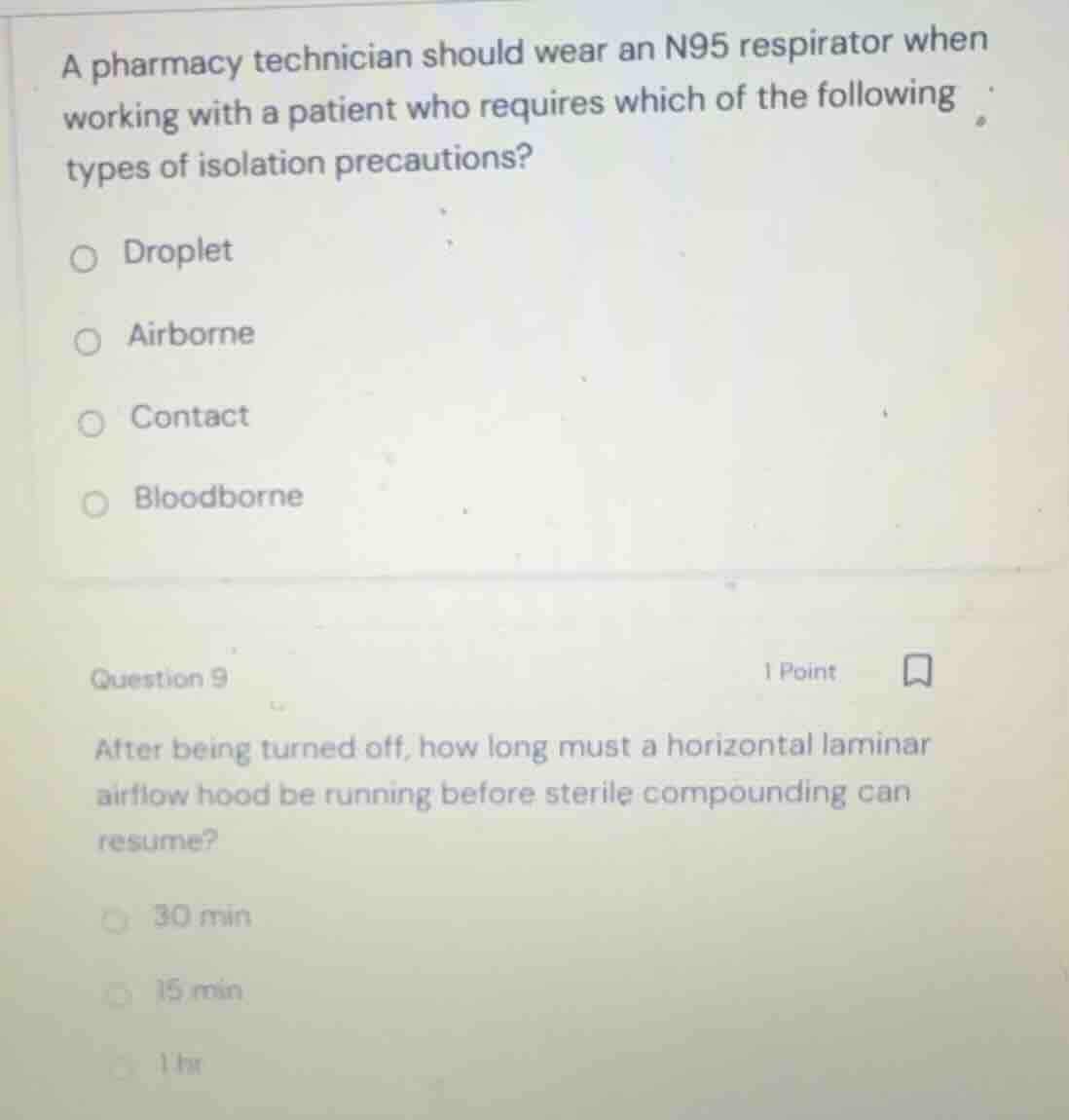 a pharmacy technician should wear an n95 respirator when working with a…