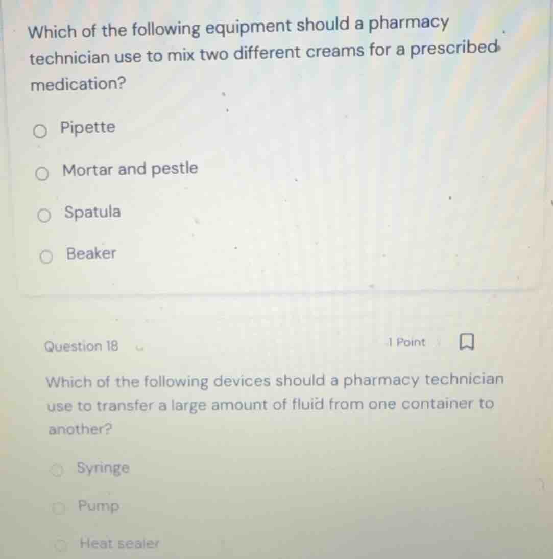 which of the following equipment should a pharmacy technician use to mi…