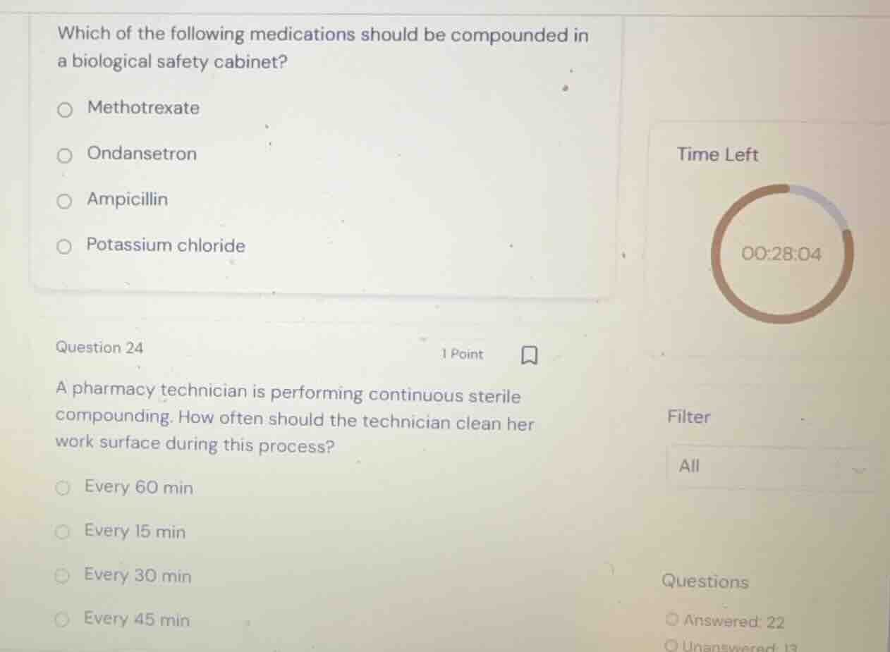 which of the following medications should be compounded in a biological…