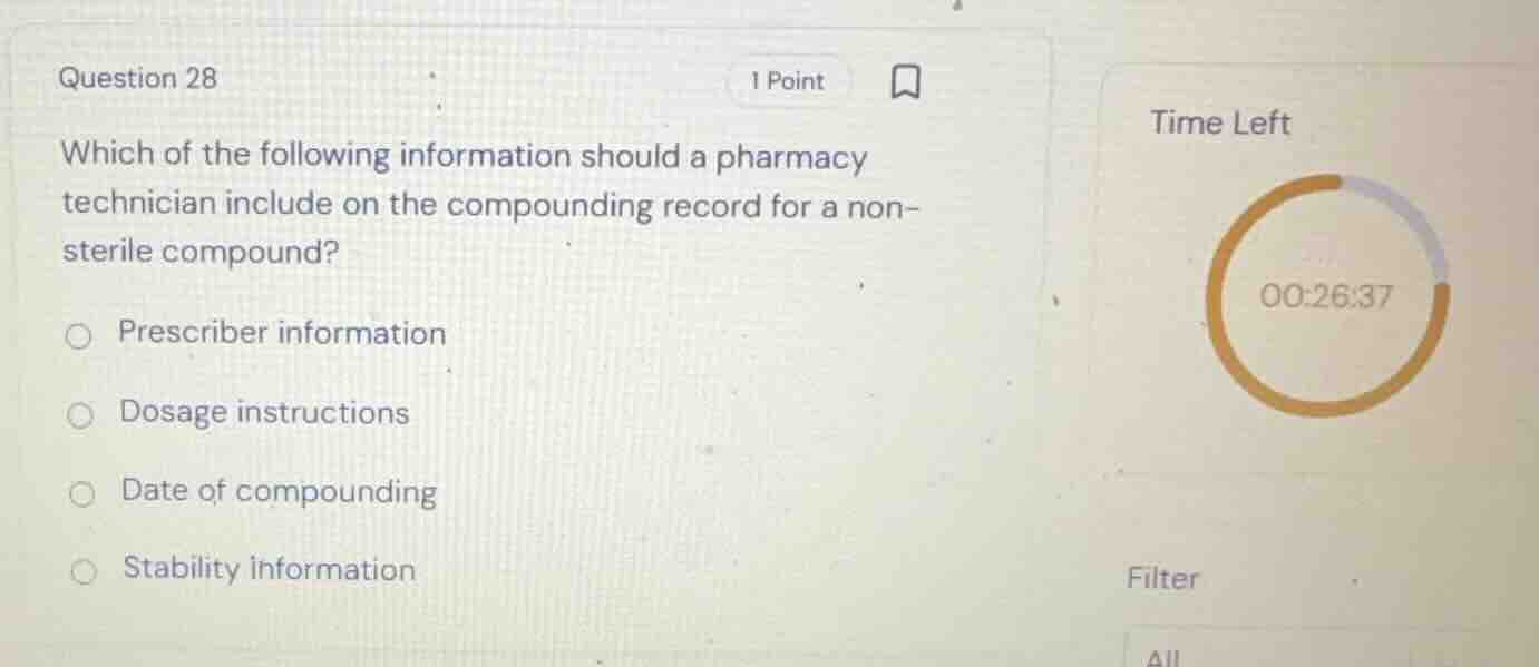 which of the following information should a pharmacy technician include…