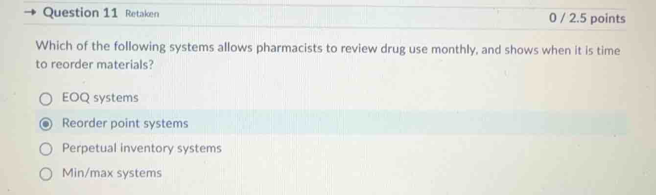which of the following systems allows pharmacists to review drug use mo…