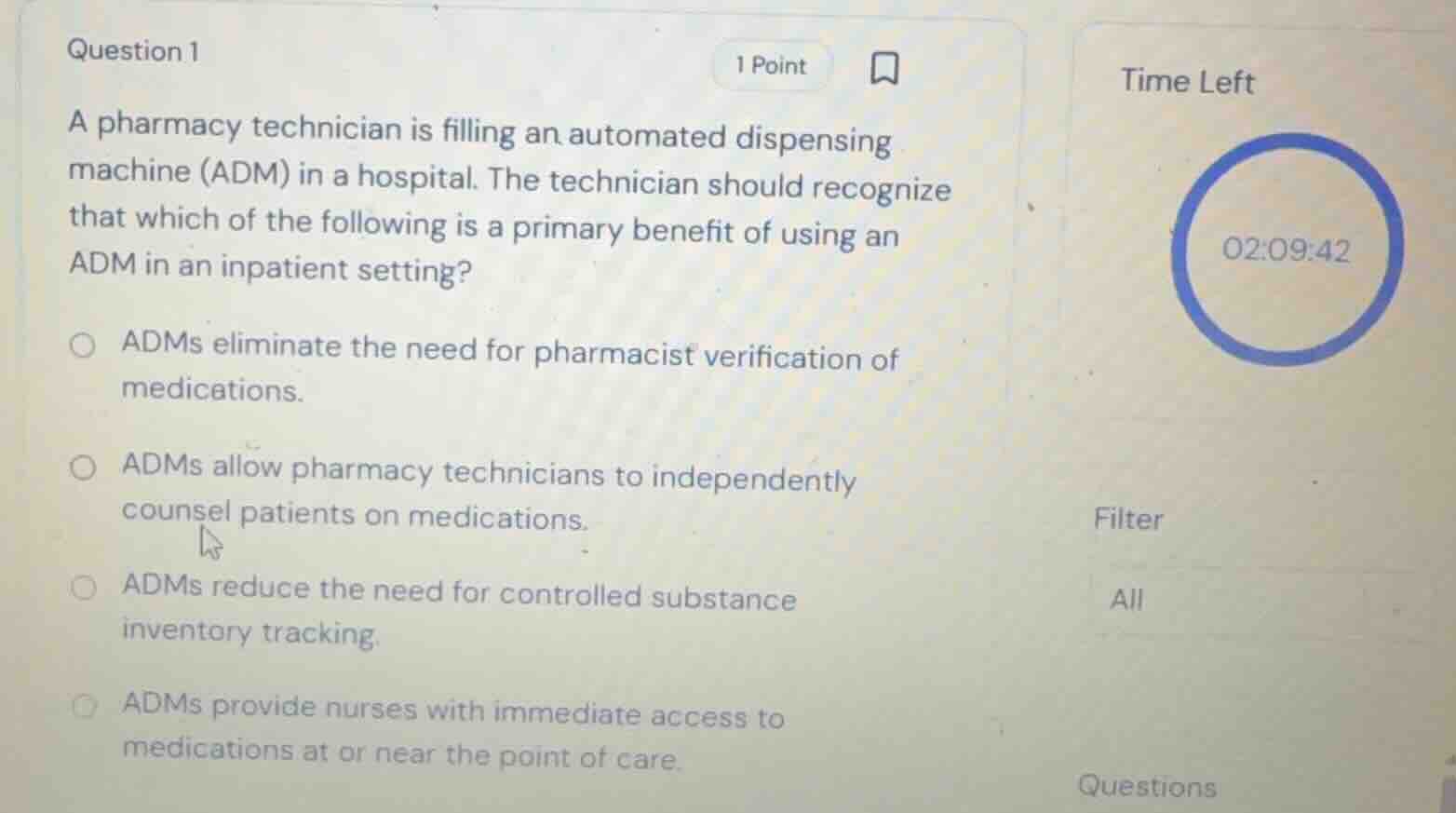 question 1 a pharmacy technician is filling an automated dispensing mac…