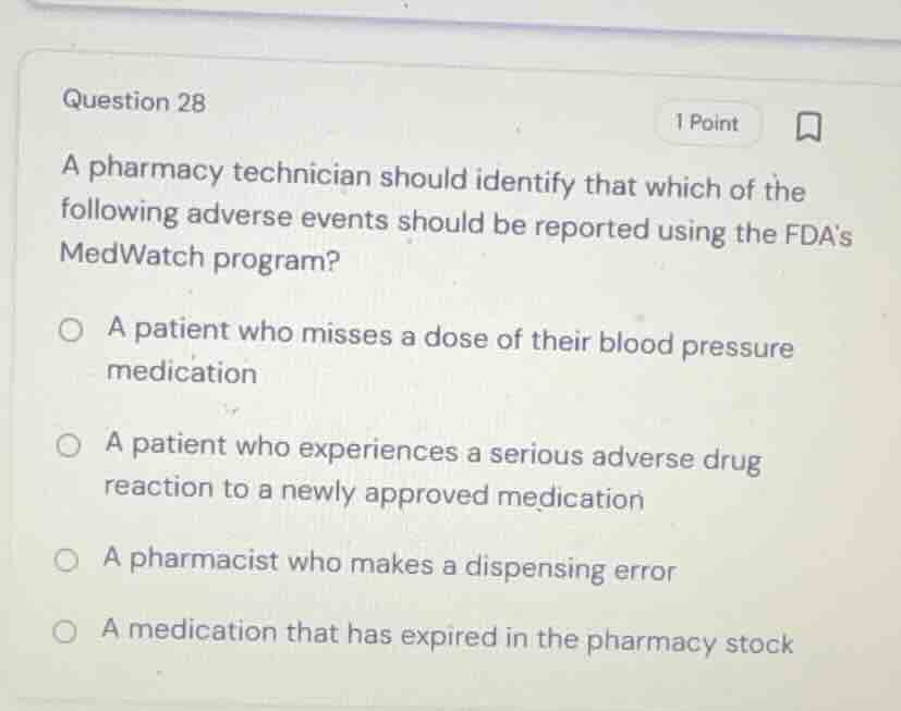 question 28 a pharmacy technician should identify that which of the fol…