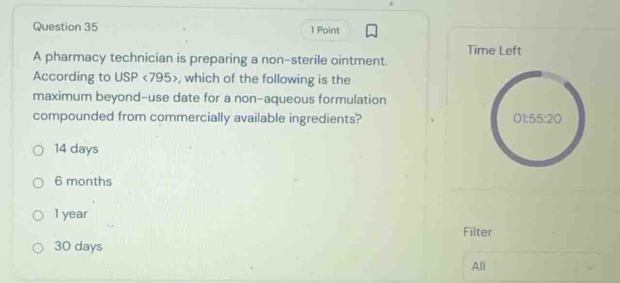 a pharmacy technician is preparing a non-sterile ointment. according to…