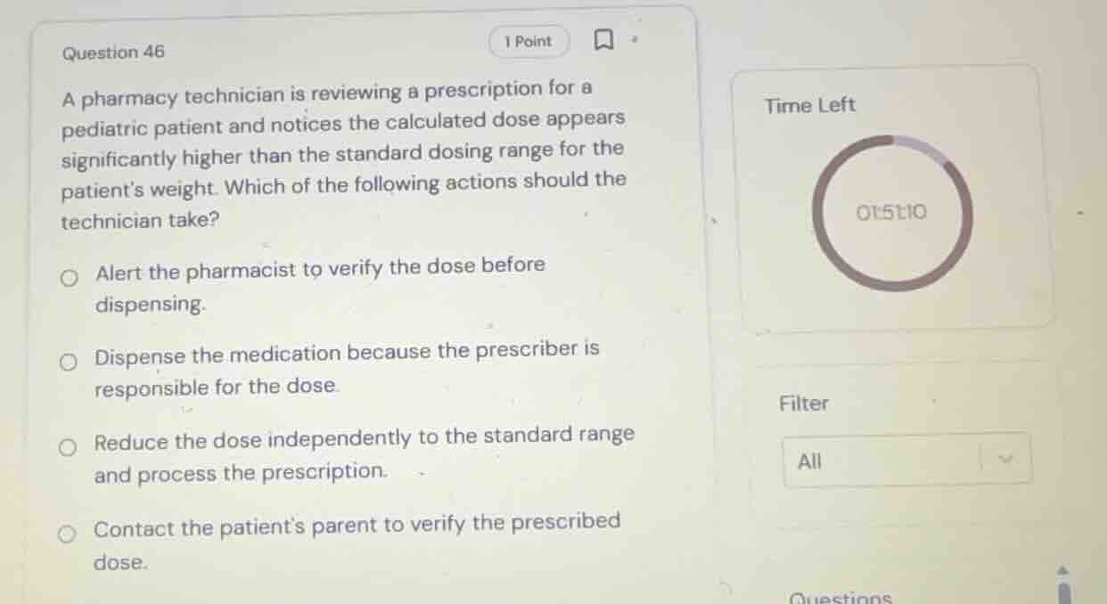 question 46 a pharmacy technician is reviewing a prescription for a ped…