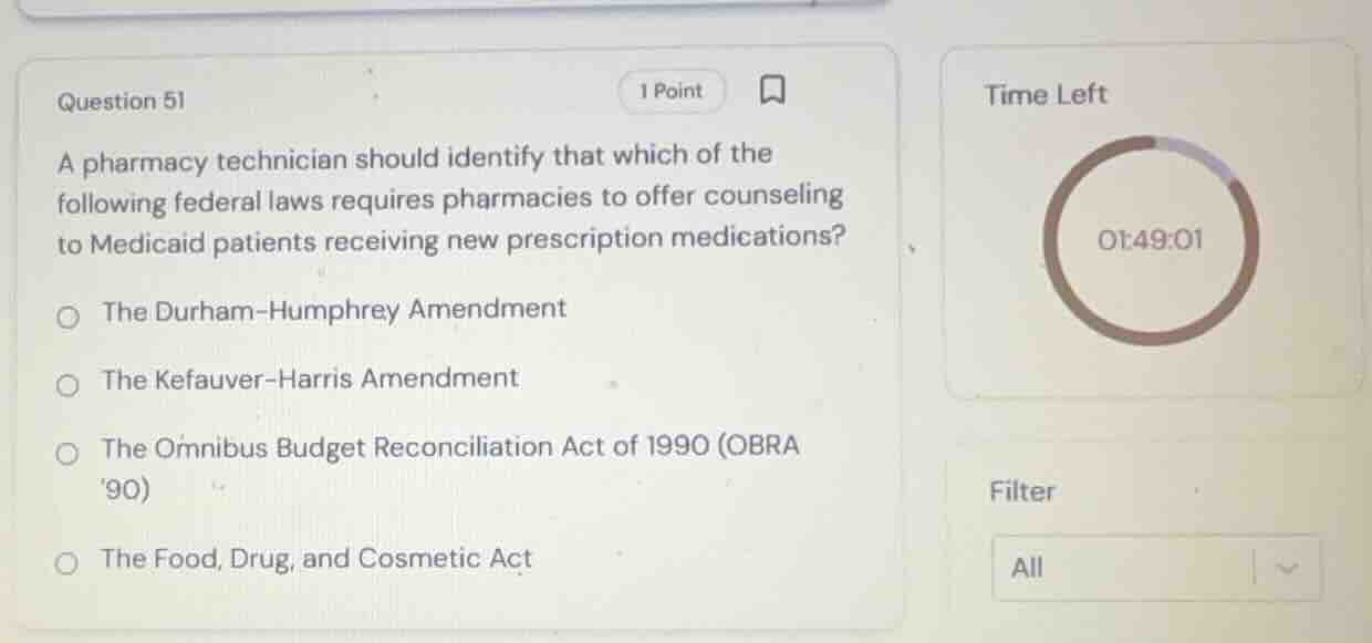 question 51 a pharmacy technician should identify that which of the fol…