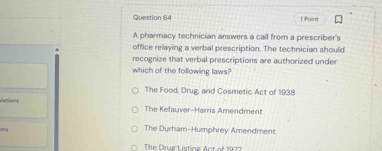 question 64 1 point a pharmacy technician answers a call from a prescri…