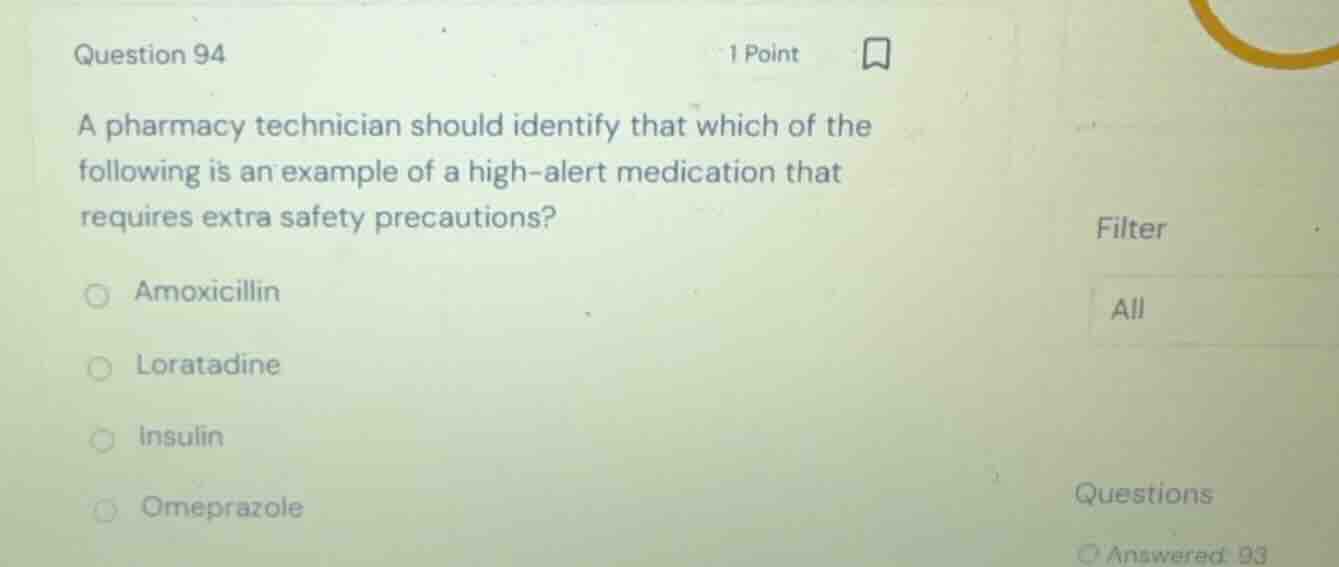 question 94 a pharmacy technician should identify that which of the fol…