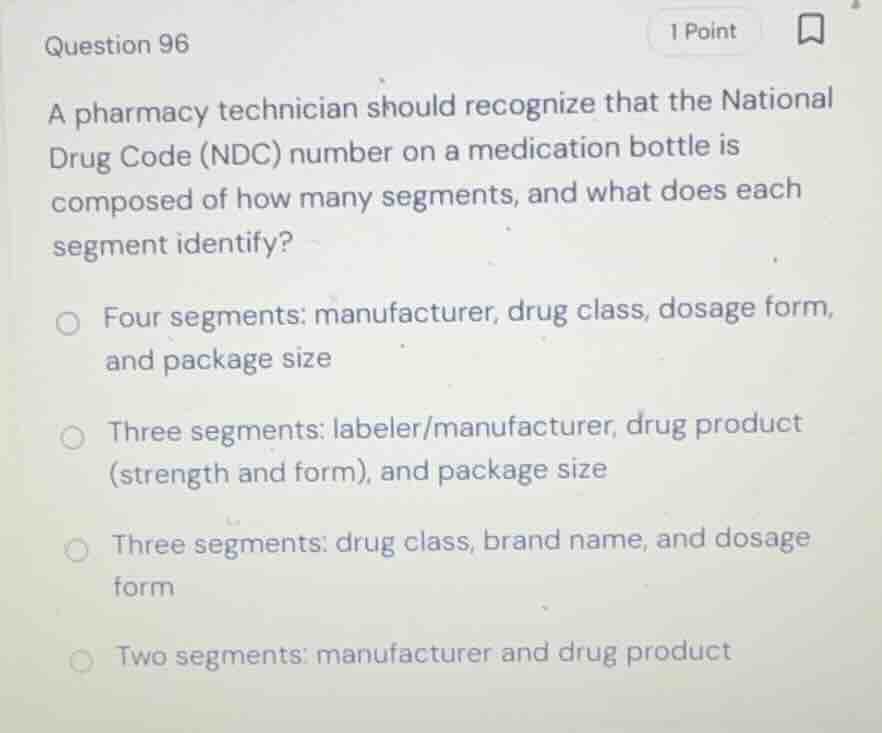 question 96 a pharmacy technician should recognize that the national dr…