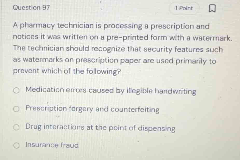 question 97 a pharmacy technician is processing a prescription and noti…