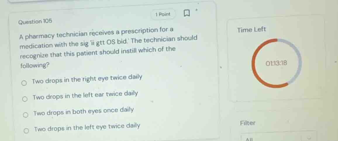 question 105 a pharmacy technician receives a prescription for a medica…