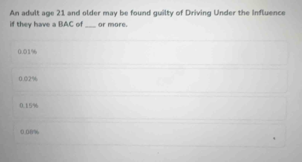 an adult age 21 and older may be found guilty of driving under the infl…