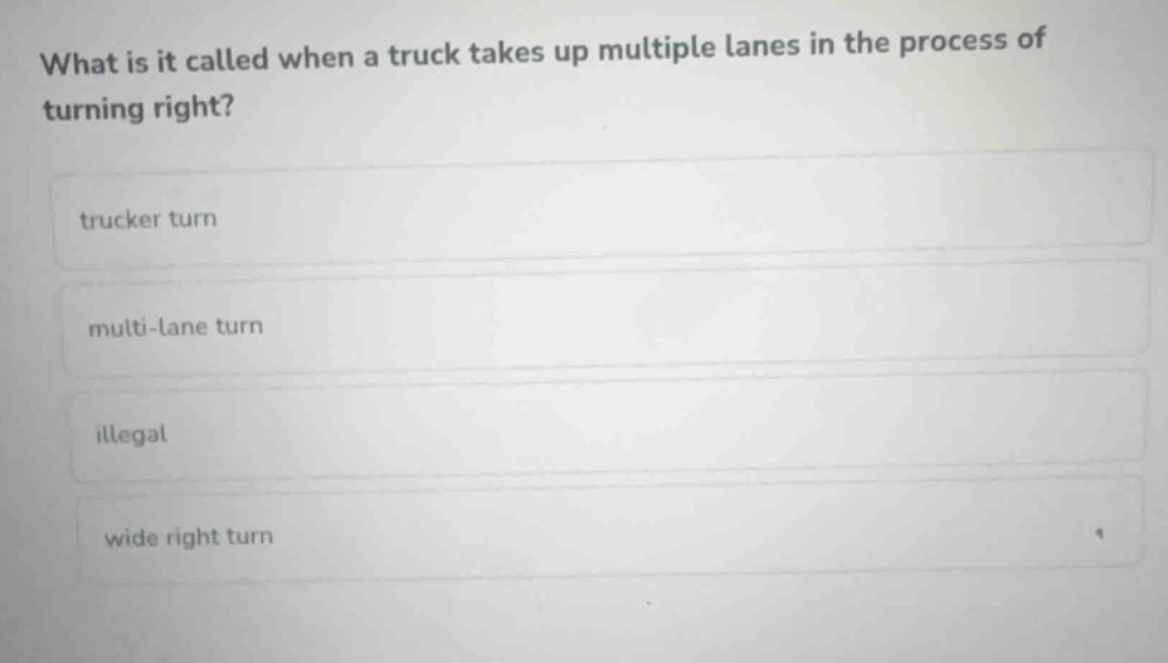 what is it called when a truck takes up multiple lanes in the process o…