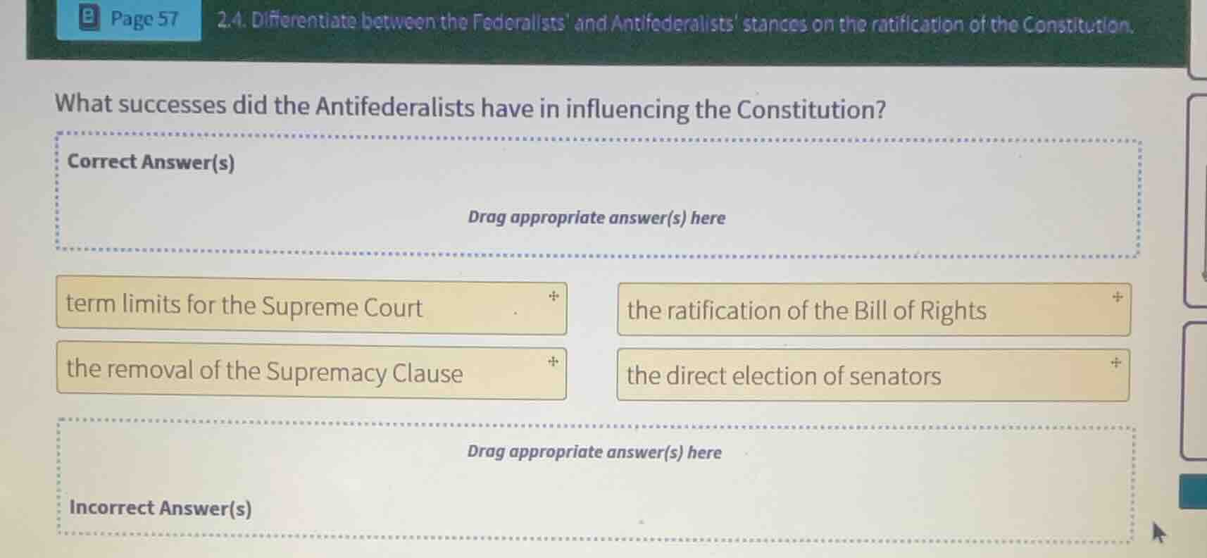 2.4. differentiate between the federalists and antifederalists stances …