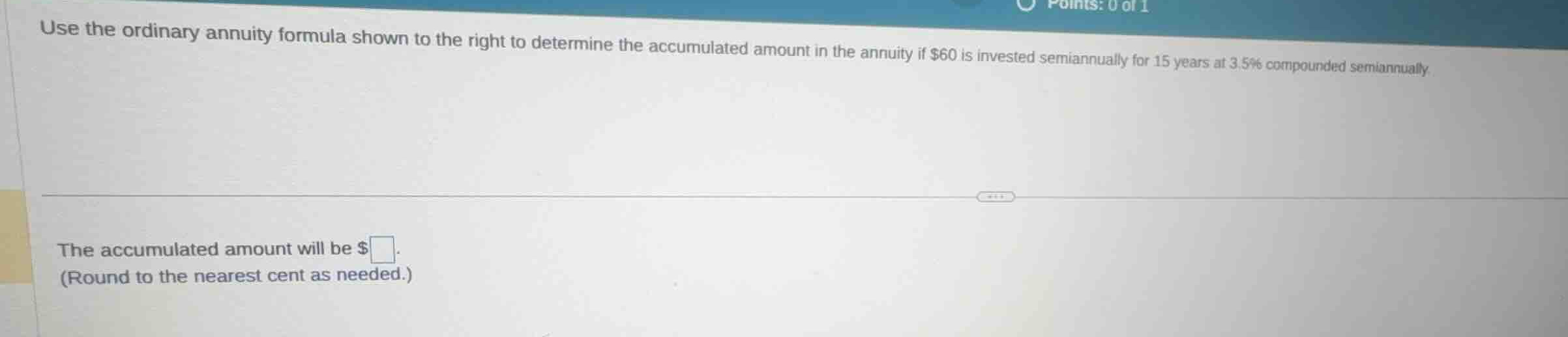 use the ordinary annuity formula shown to the right to determine the ac…