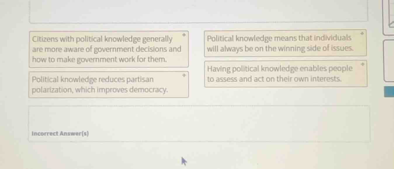 citizens with political knowledge generally are more aware of governmen…