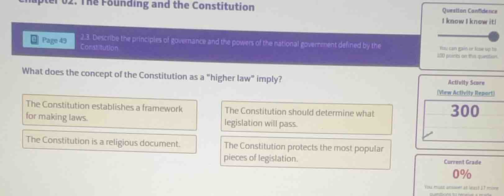 what does the concept of the constitution as a \higher law\ imply? - th…