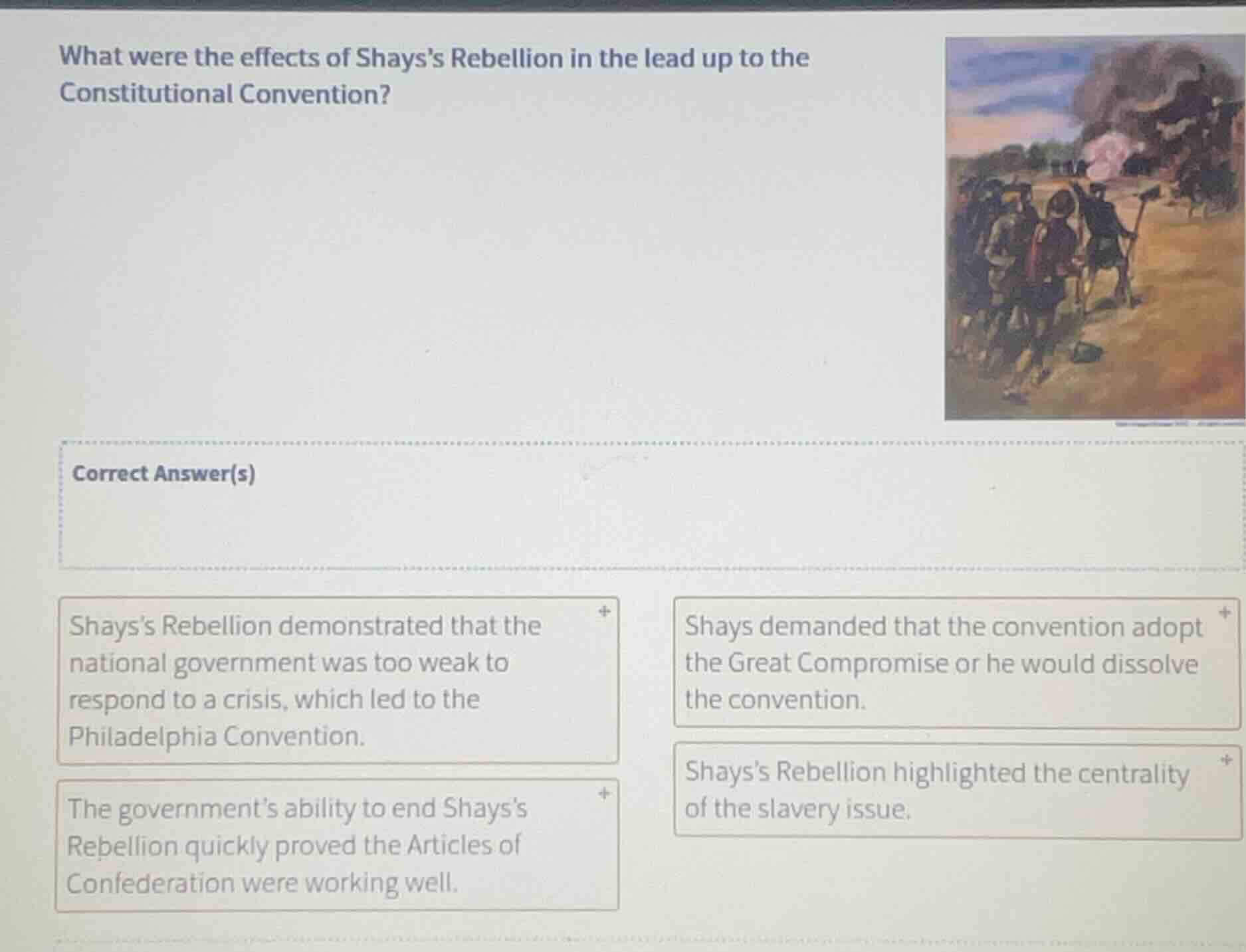 what were the effects of shayss rebellion in the lead up to the constit…