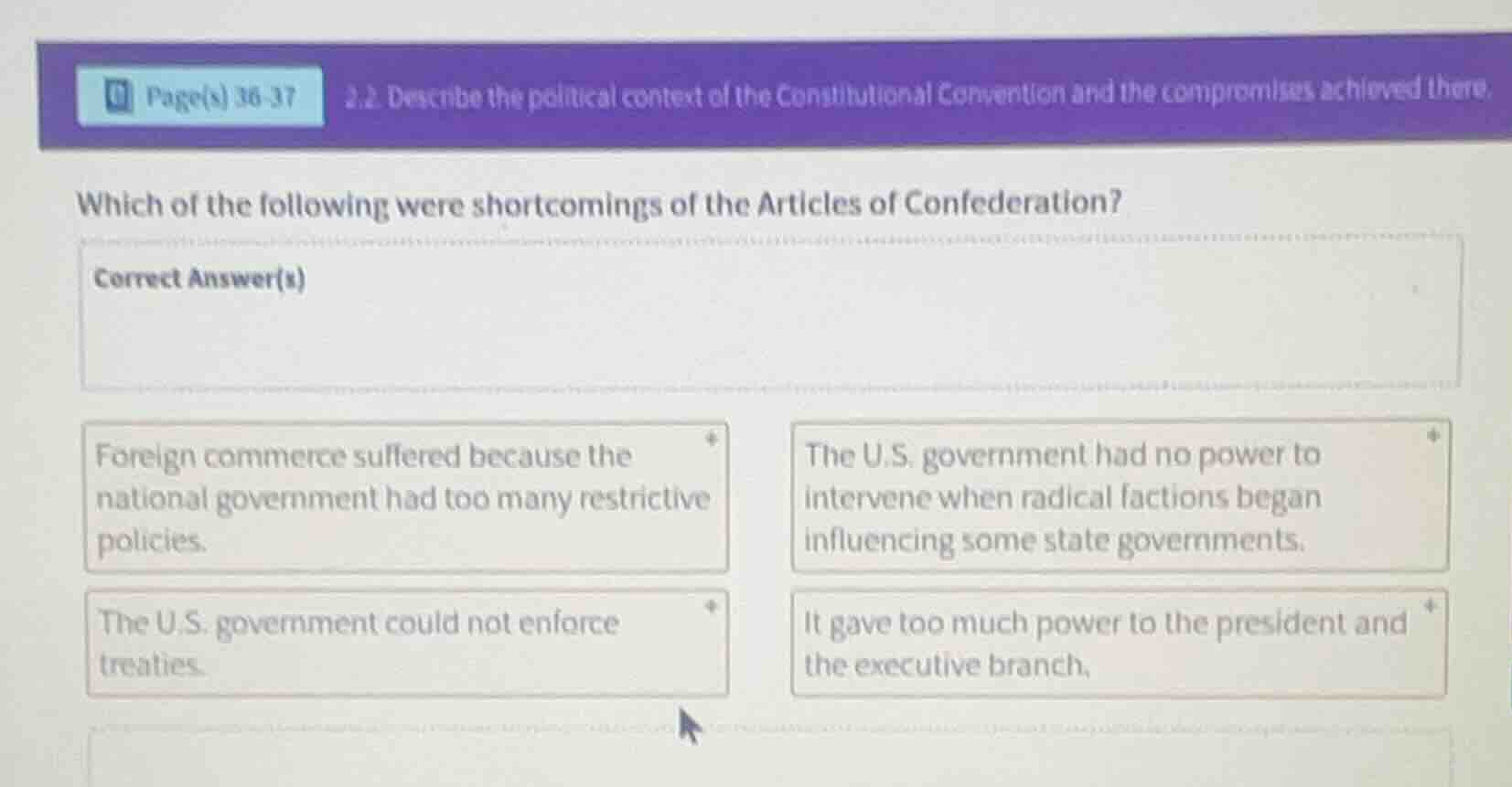which of the following were shortcomings of the articles of confederati…