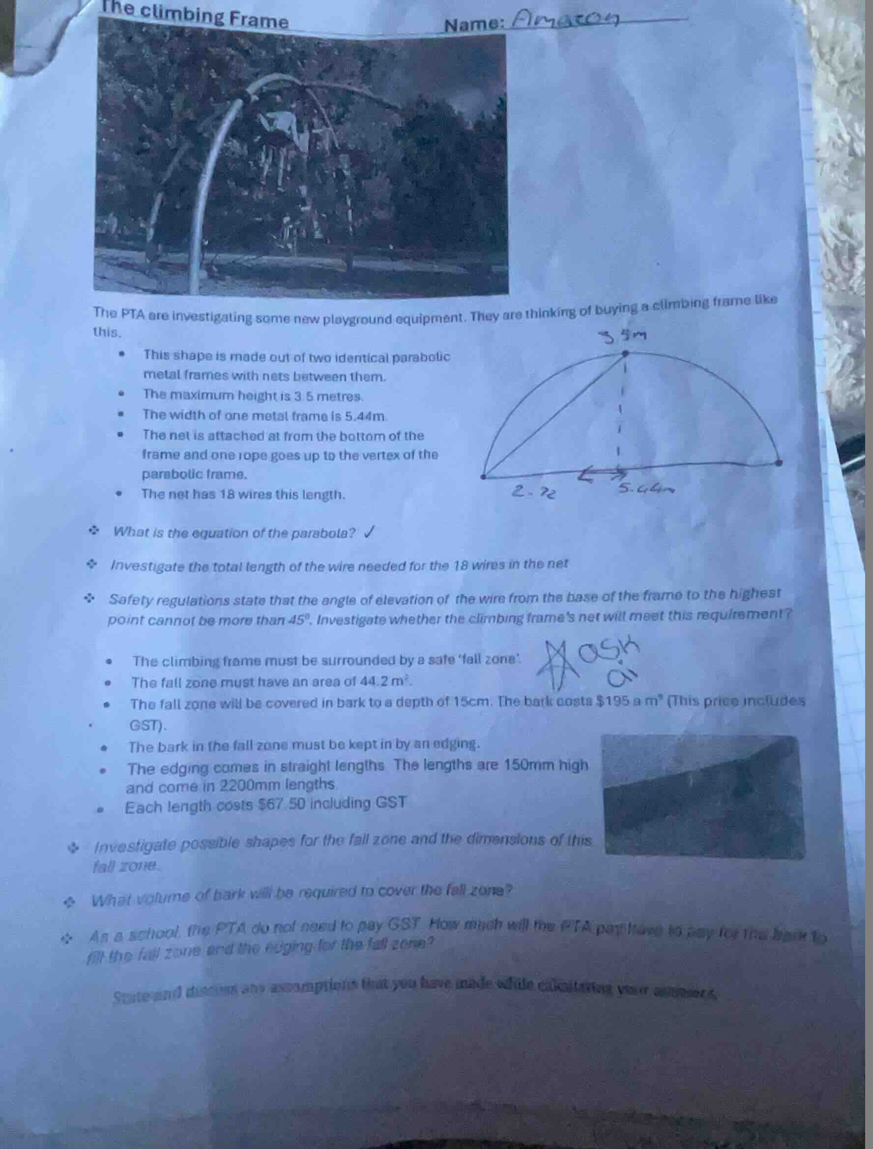the climbing frame name: amazon the pta are investigating some new play…