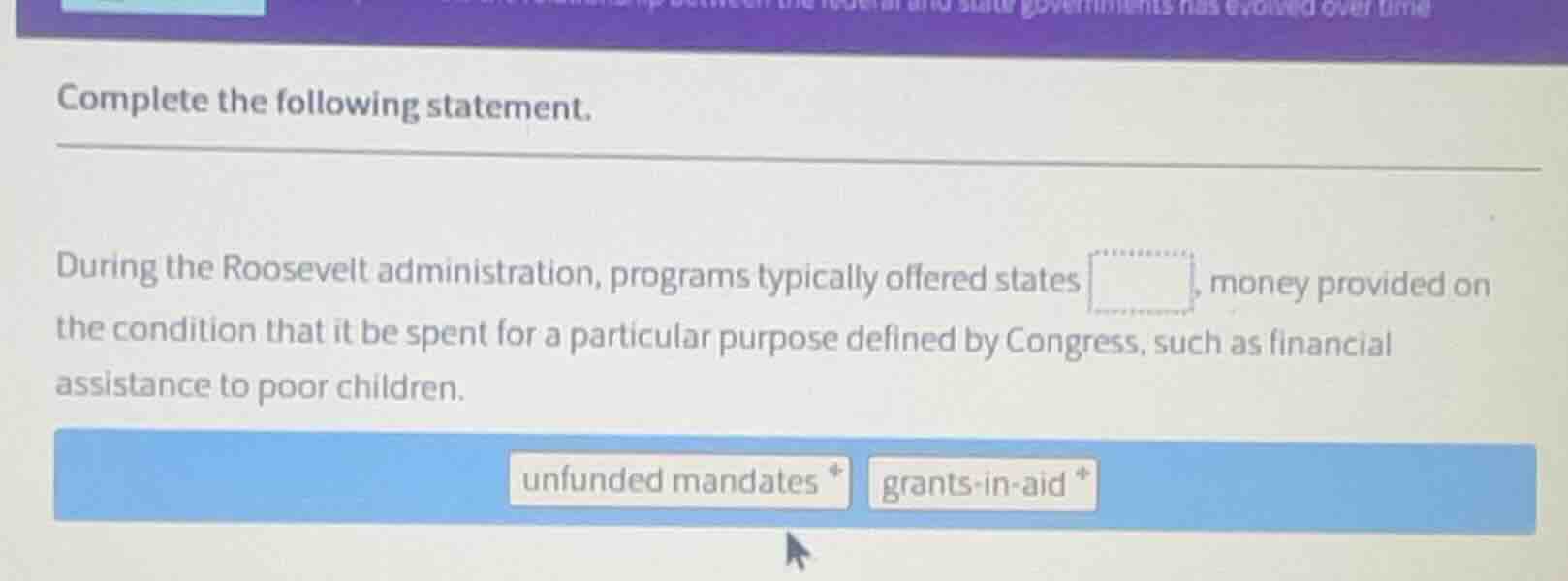 complete the following statement. during the roosevelt administration, …