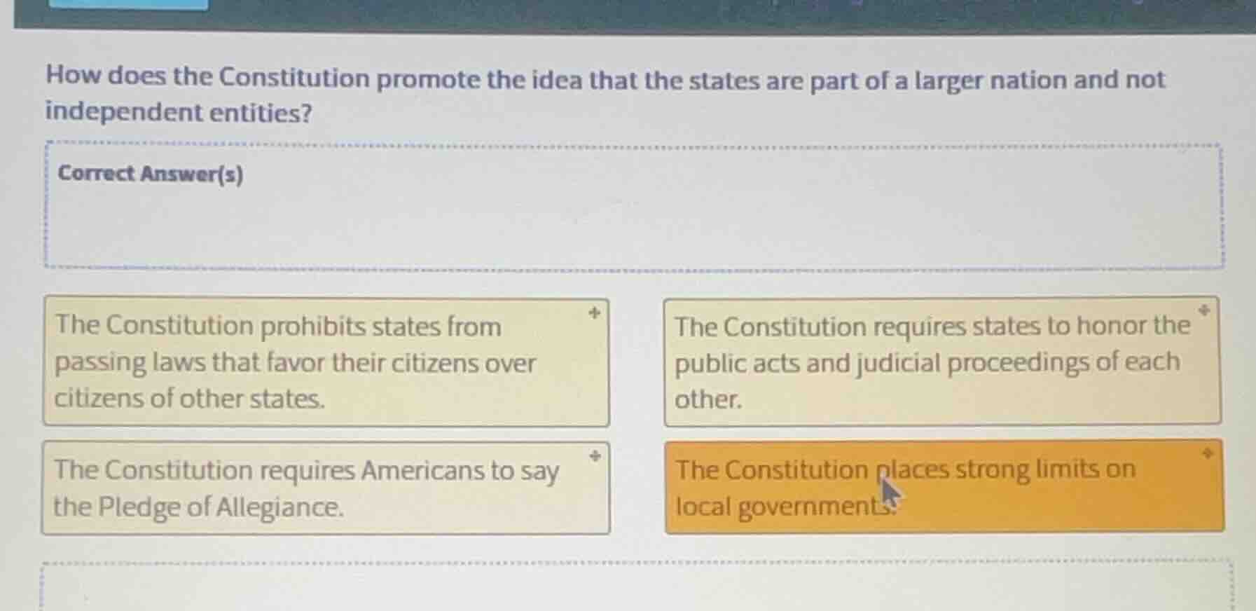 how does the constitution promote the idea that the states are part of …