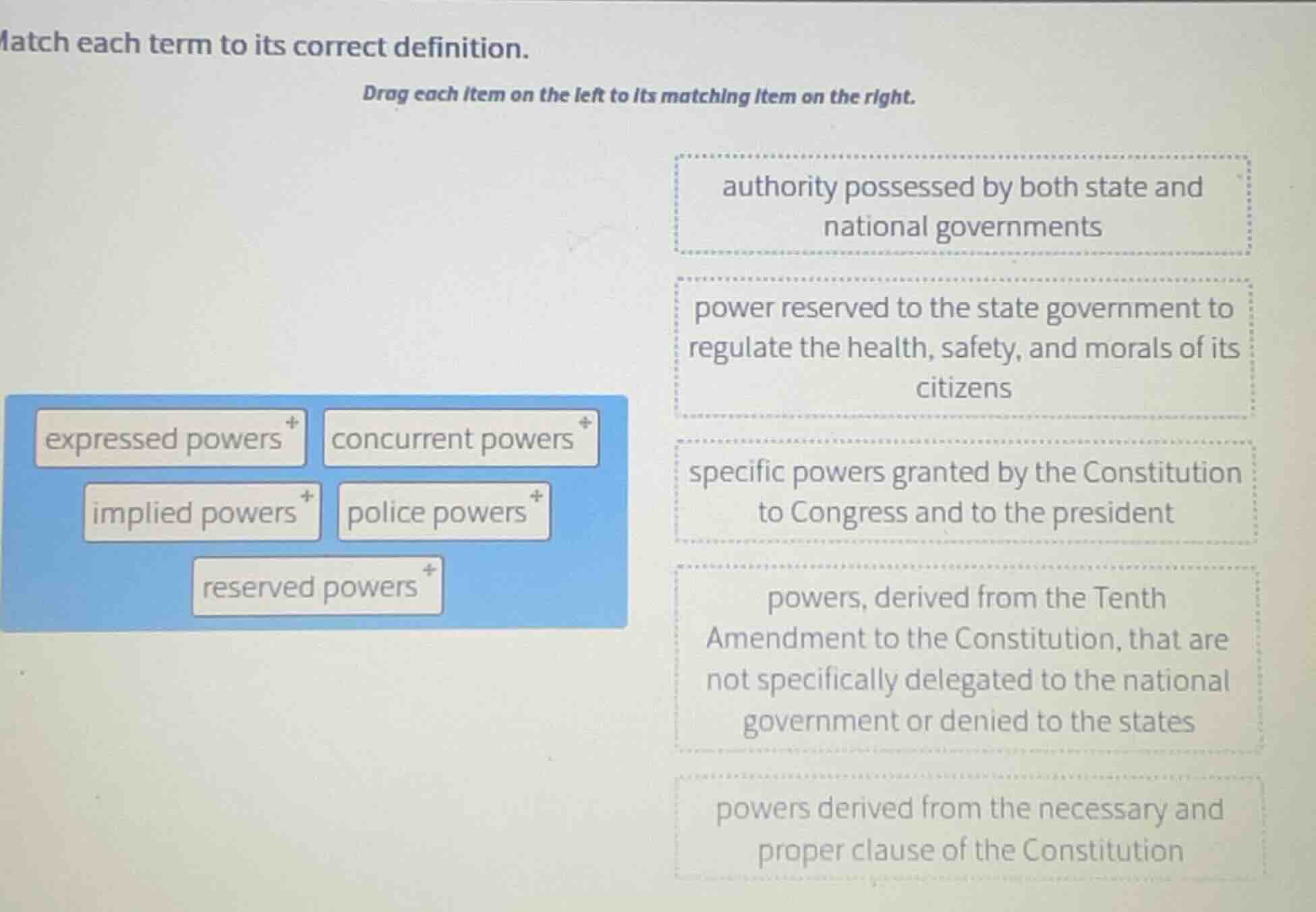 match each term to its correct definition. drag each item on the left t…
