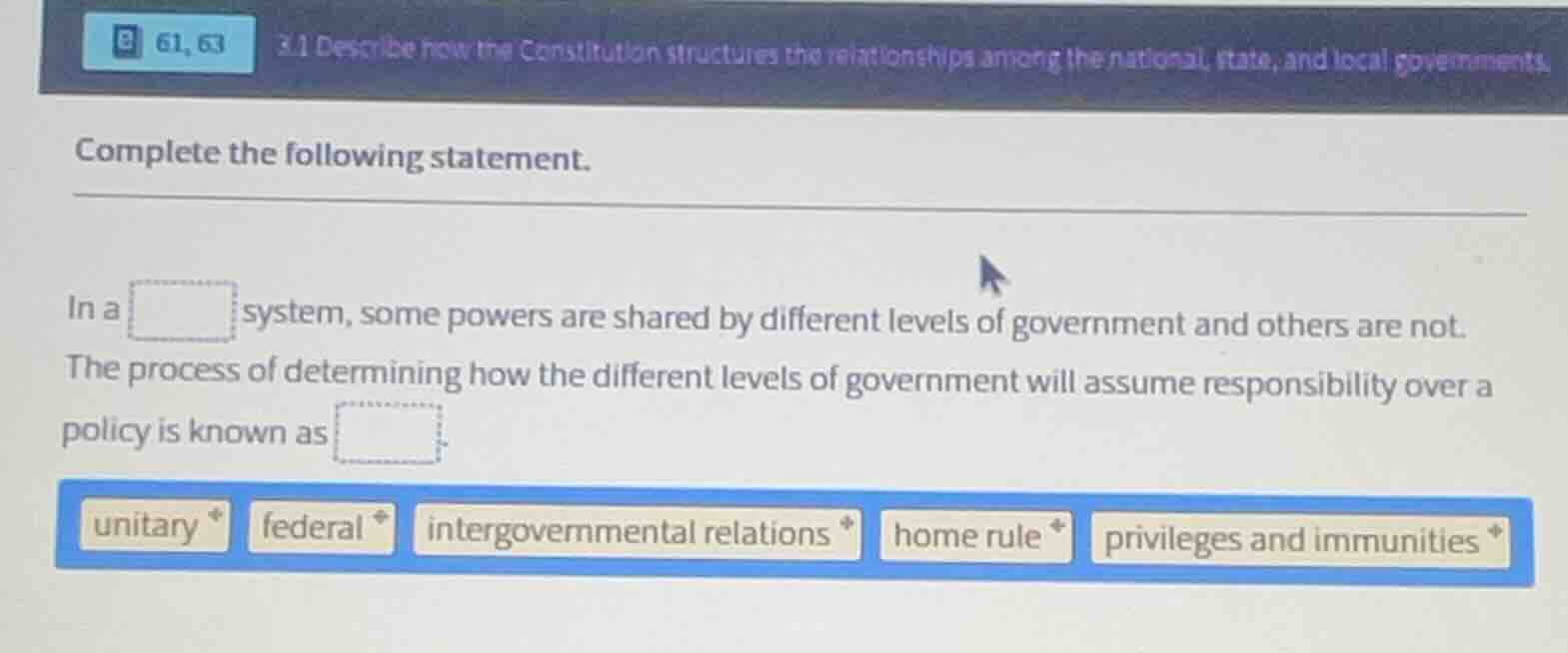 complete the following statement. in a system, some powers are shared b…