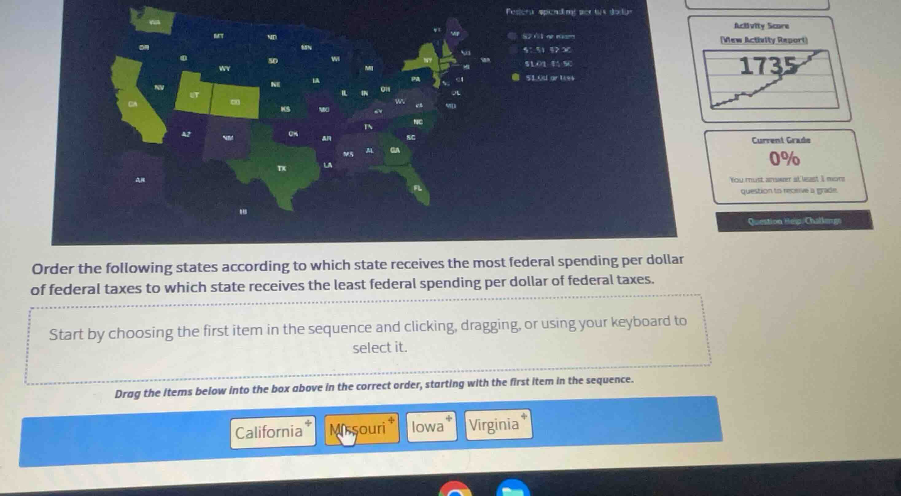 order the following states according to which state receives the most f…