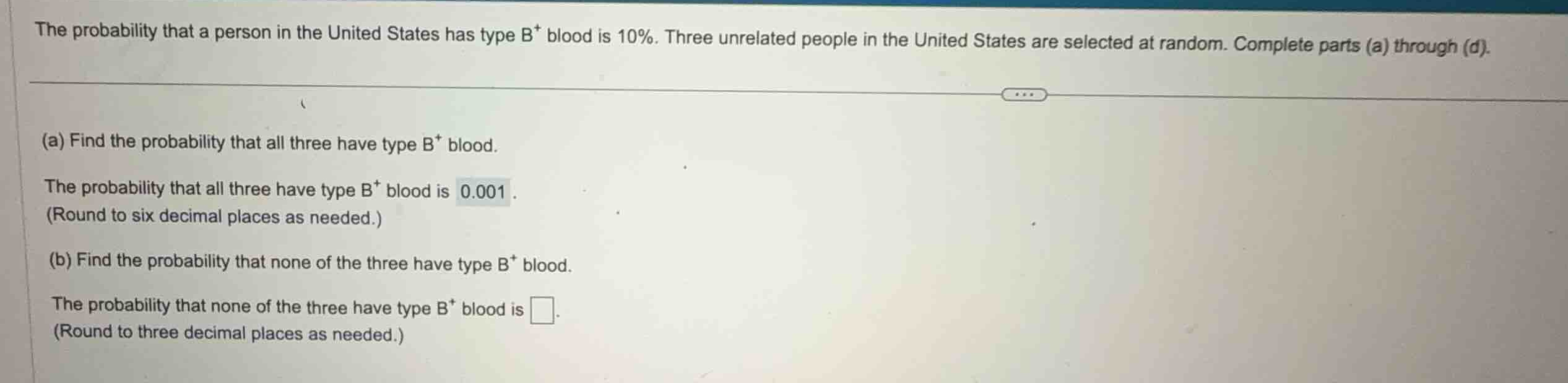 the probability that a person in the united states has type \\(b^+\\) b…