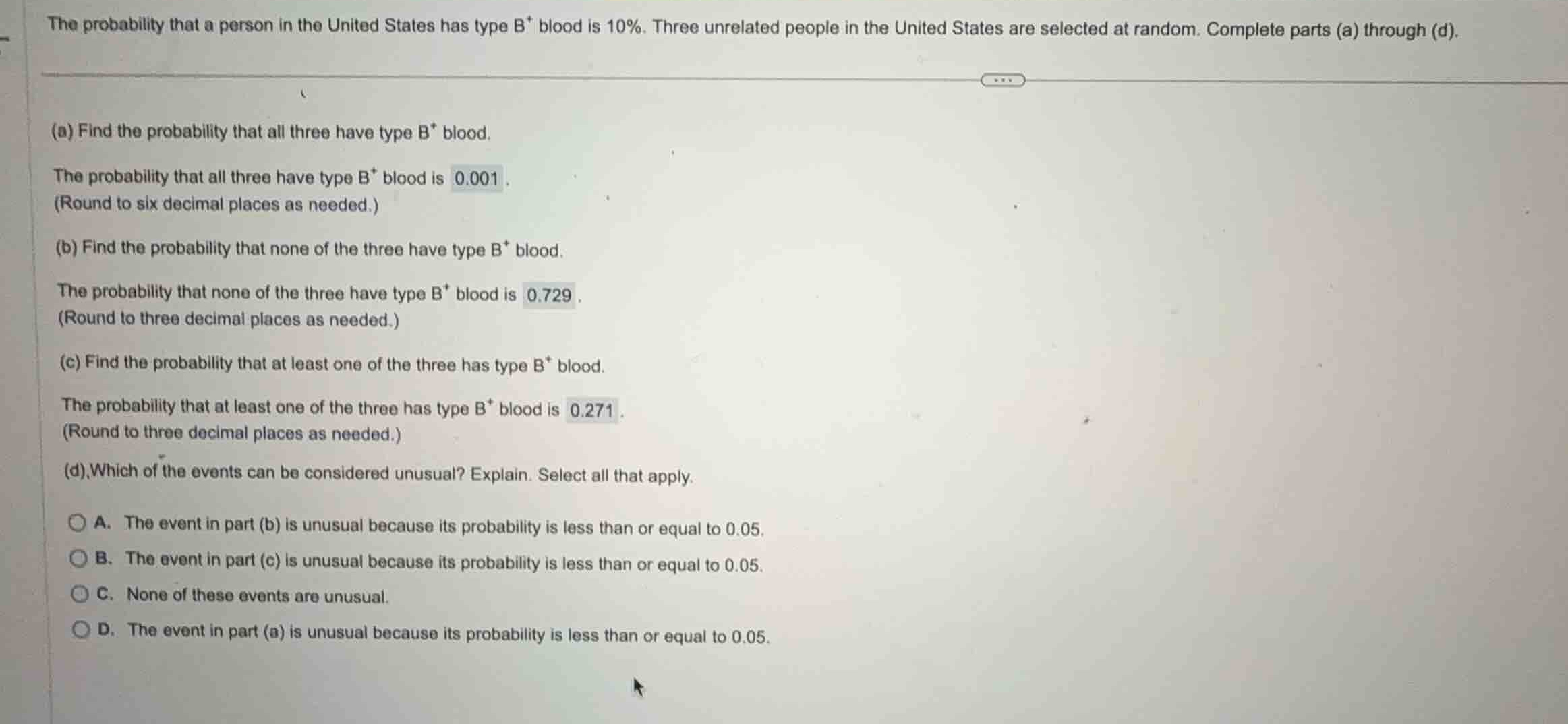the probability that a person in the united states has type \\(b^+\\) b…