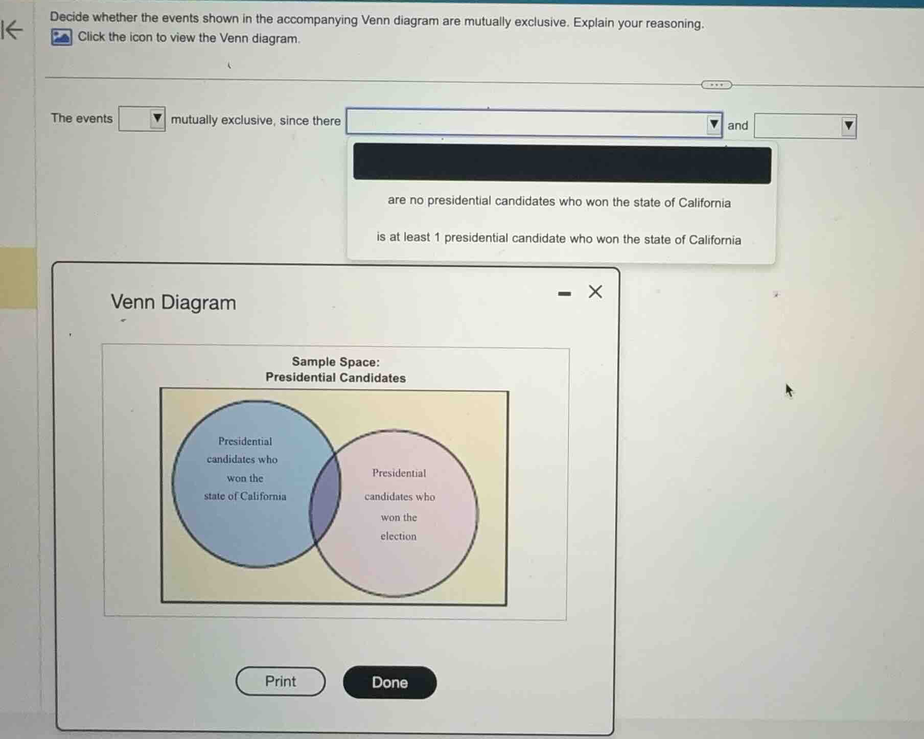 decide whether the events shown in the accompanying venn diagram are mu…