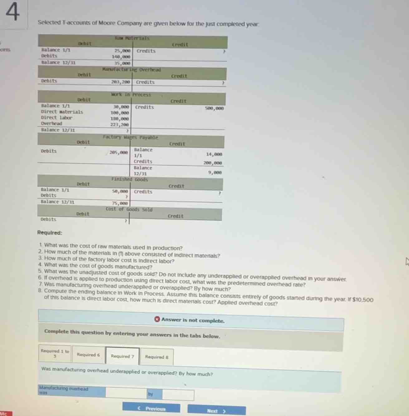 selected t-accounts of moore company are given below for the just compl…