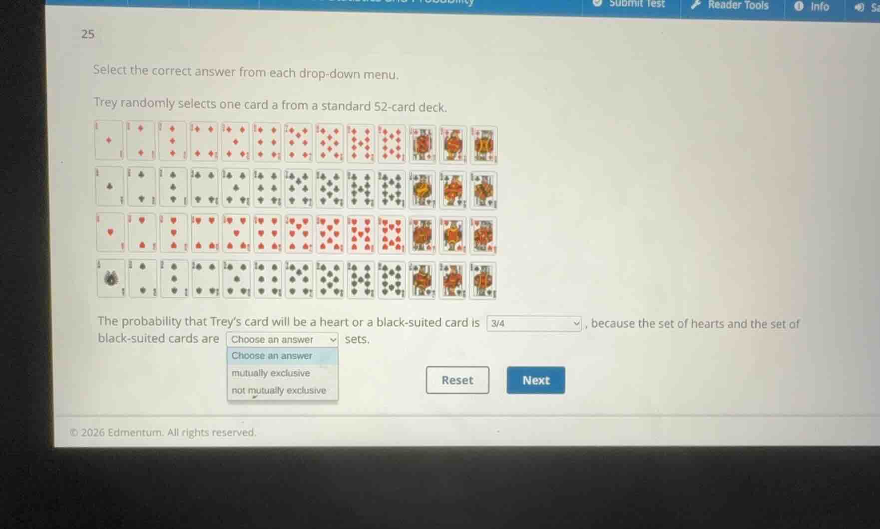 select the correct answer from each drop-down menu. trey randomly selec…