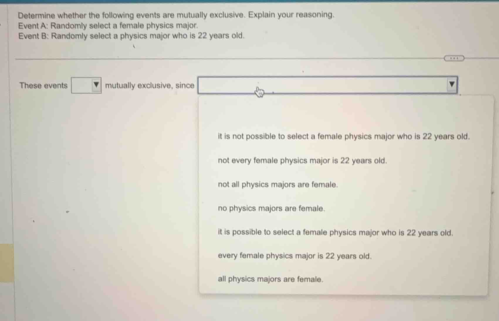 determine whether the following events are mutually exclusive. explain …