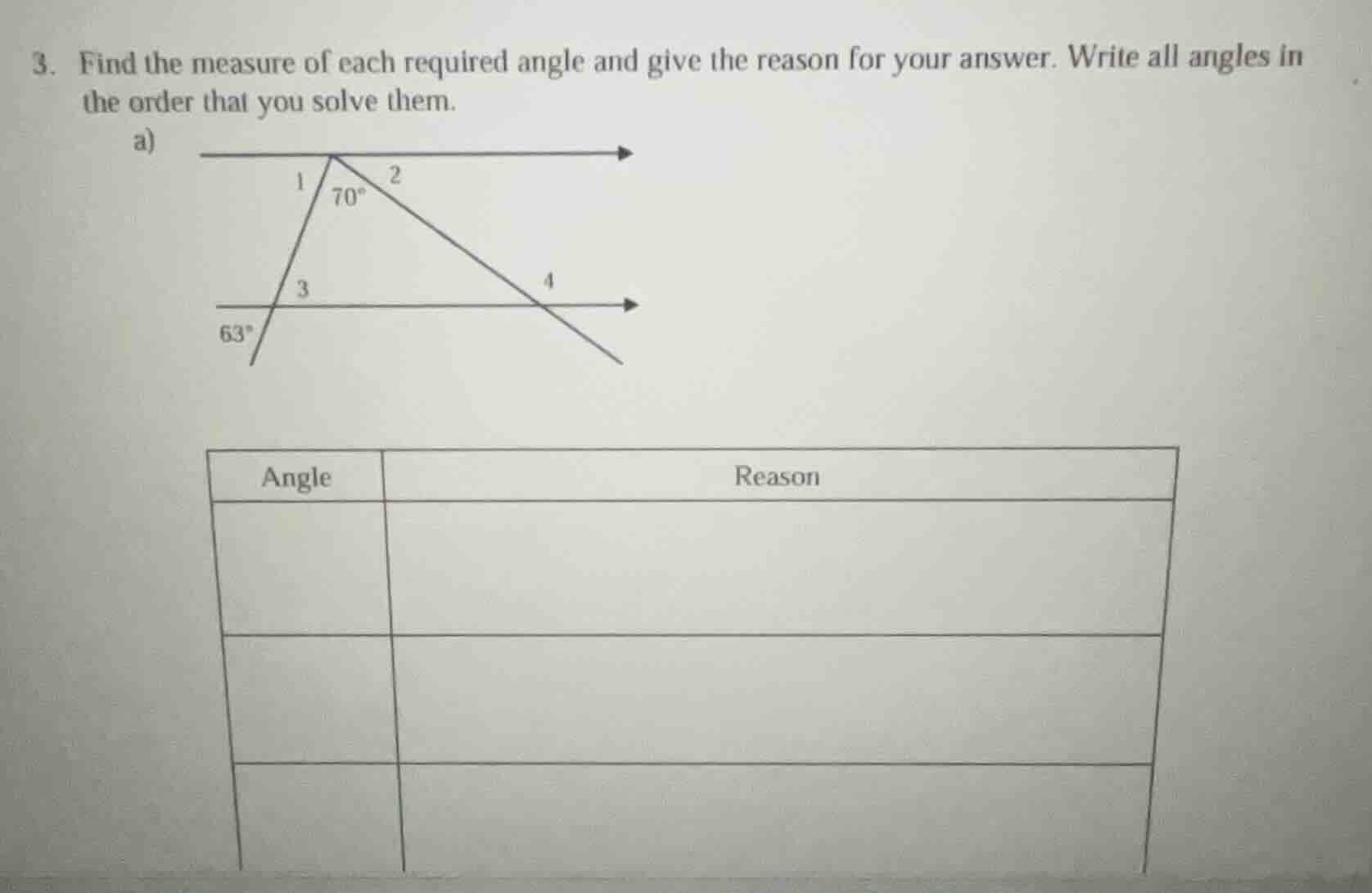 3. find the measure of each required angle and give the reason for your…