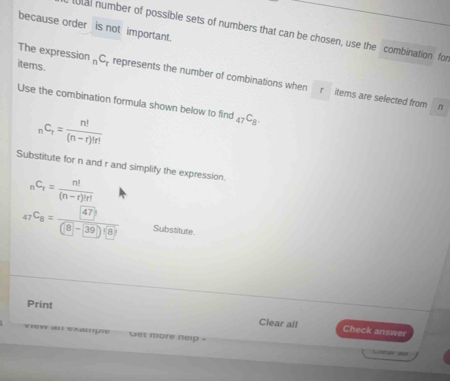 the expression \\(_{n}c_{r}\\) represents the number of combinations wh…