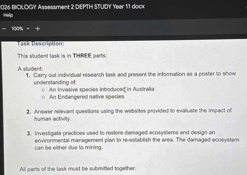 task description: this student task is in three parts: a student: 1. ca…