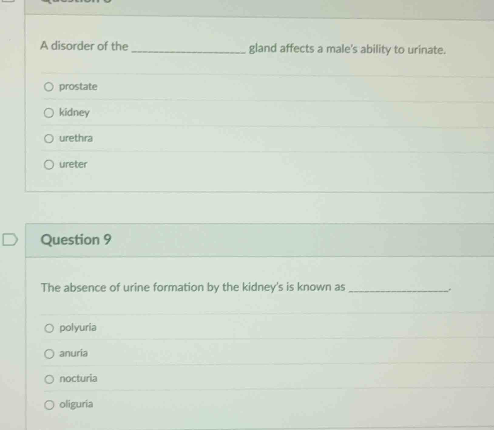 question 8 a disorder of the gland affects a males ability to urinate. …