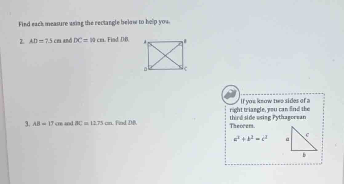 find each measure using the rectangle below to help you. 2. \\(ad = 7.5…